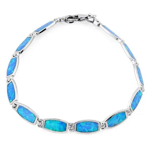 Sterling Silver Blue Opal Bracelet