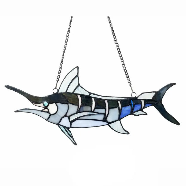 Panel de vidriera estilo animal SWORDFISH de 16" de ancho