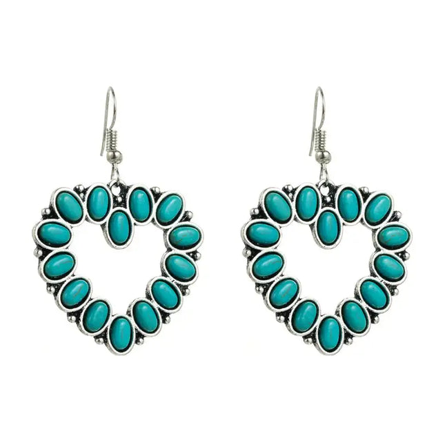 Heart Shape  Turquoise Womens Drop Earrings