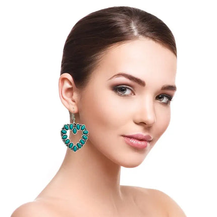 Heart Shape  Turquoise Womens Drop Earrings