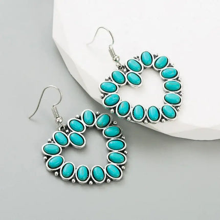Heart Shape  Turquoise Womens Drop Earrings