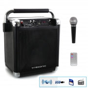 Refurbished Trexonic Wireless Portable Party Speaker with USB Recording, FM Radio &amp; Microphone, Black