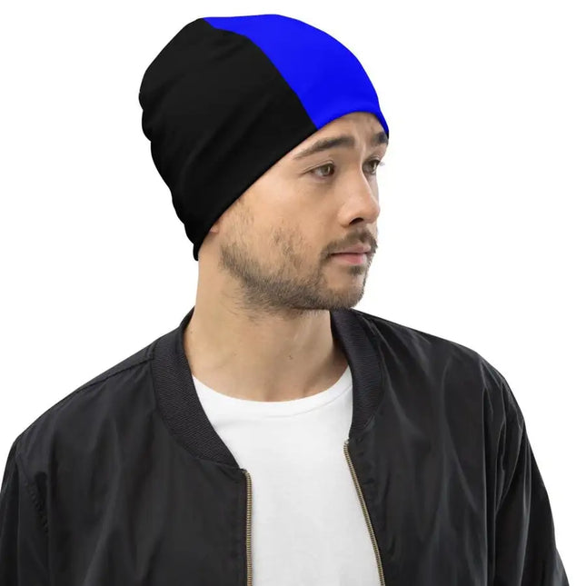 Uniquely You Beanie Hat - Royal Blue & Black Slouchy Beanie Men/Women
