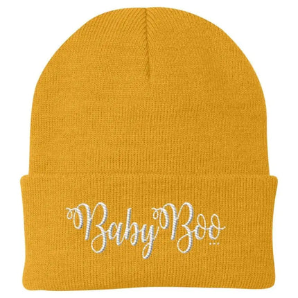 Uniquely You Beanie Knit Cap - Baby Boo Graphic Hat / White Text