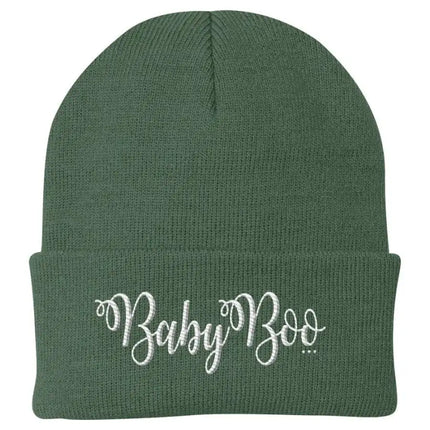 Uniquely You Beanie Knit Cap - Baby Boo Graphic Hat / White Text