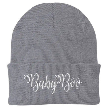 Uniquely You Beanie Knit Cap - Baby Boo Graphic Hat / White Text