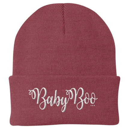 Uniquely You Beanie Knit Cap - Baby Boo Graphic Hat / White Text