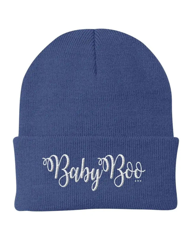 Uniquely You Beanie Knit Cap - Baby Boo Graphic Hat / White Text