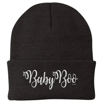 Uniquely You Beanie Knit Cap - Baby Boo Graphic Hat / White Text