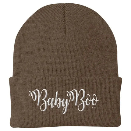 Uniquely You Beanie Knit Cap - Baby Boo Graphic Hat / White Text