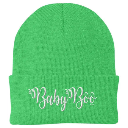 Uniquely You Beanie Knit Cap - Baby Boo Graphic Hat / White Text