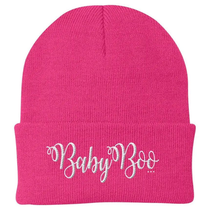 Uniquely You Beanie Knit Cap - Baby Boo Graphic Hat / White Text