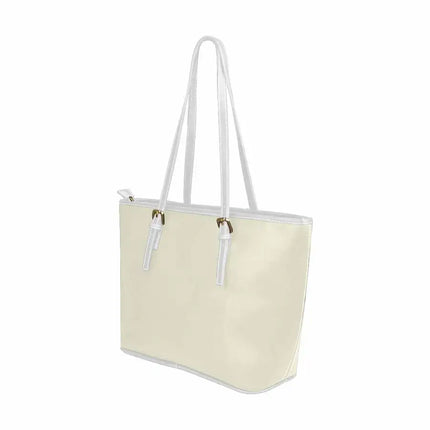 Uniquely You Beige - Large Leather Tote Bag with Zipper