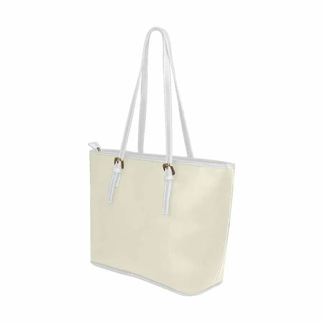 Uniquely You Beige - Large Leather Tote Bag with Zipper