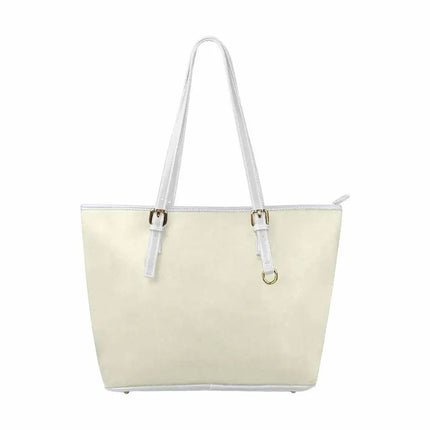 Uniquely You Beige - Large Leather Tote Bag with Zipper