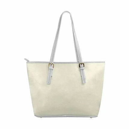 Uniquely You Beige - Large Leather Tote Bag with Zipper