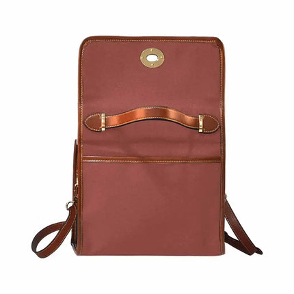 Uniquely You Canvas Handbag - Cognac Red Waterproof Bag /Brown Crossbody Strap