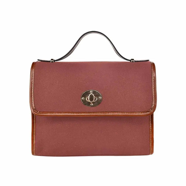 Uniquely You Canvas Handbag - Cognac Red Waterproof Bag /Brown Crossbody Strap