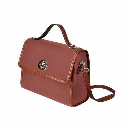 Uniquely You Canvas Handbag - Cognac Red Waterproof Bag /Brown Crossbody Strap