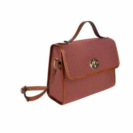 Uniquely You Canvas Handbag - Cognac Red Waterproof Bag /Brown Crossbody Strap
