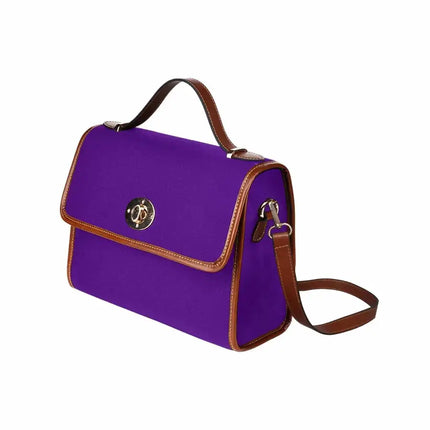 Uniquely You Canvas Handbag - Indigo Purple Waterproof Bag / Brown Crossbody Strap