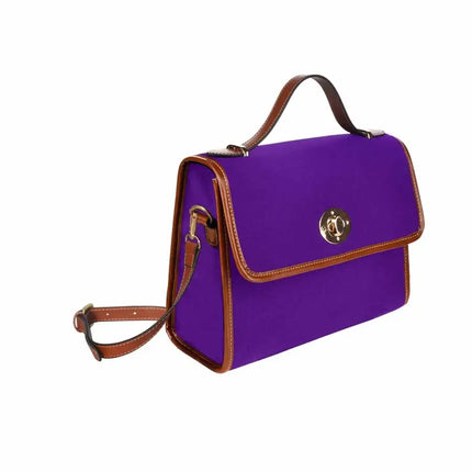 Uniquely You Canvas Handbag - Indigo Purple Waterproof Bag / Brown Crossbody Strap