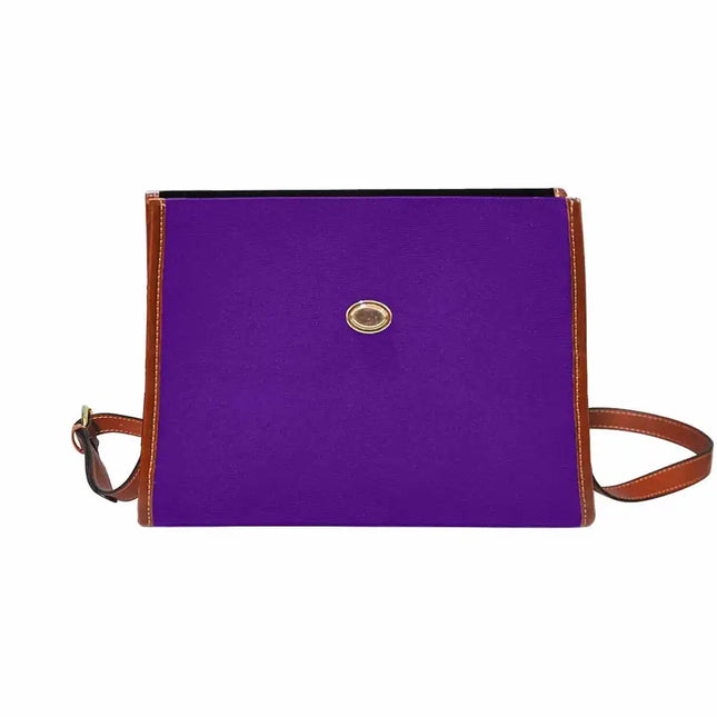 Uniquely You Canvas Handbag - Indigo Purple Waterproof Bag / Brown Crossbody Strap