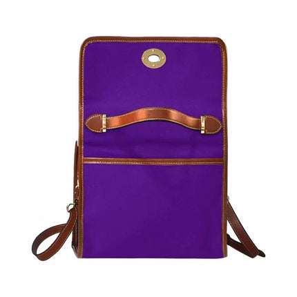 Uniquely You Canvas Handbag - Indigo Purple Waterproof Bag / Brown Crossbody Strap