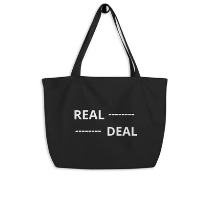 Bolsa de mano de lona única, impresión de arte de palabras Real Deal