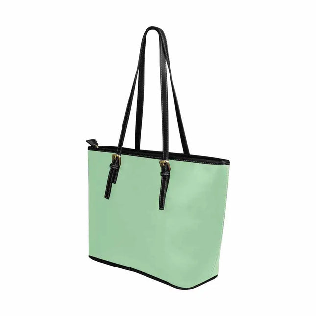 Uniquely You Celadon Green - Large Leather Tote Bag with Zipper