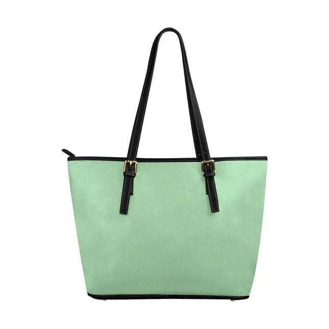 Uniquely You Celadon Green - Large Leather Tote Bag with Zipper