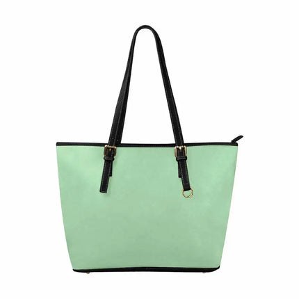 Uniquely You Celadon Green - Large Leather Tote Bag with Zipper
