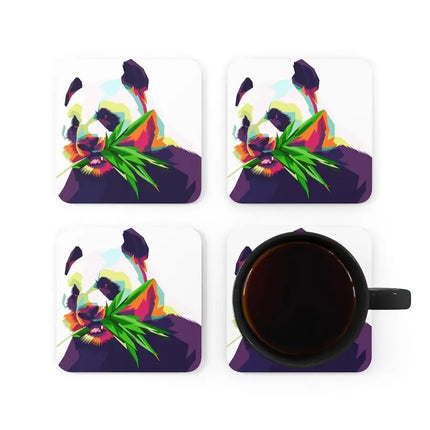 Uniquely You Corkwood Coaster Set - 4 Pieces / Colorful Pop Art Panda - Vickie Lynn's