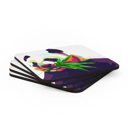 Uniquely You Corkwood Coaster Set - 4 Pieces / Colorful Pop Art Panda - Vickie Lynn's