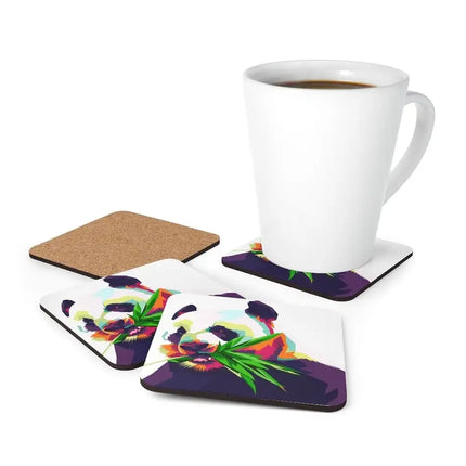 Uniquely You Corkwood Coaster Set - 4 Pieces / Colorful Pop Art Panda - Vickie Lynn's