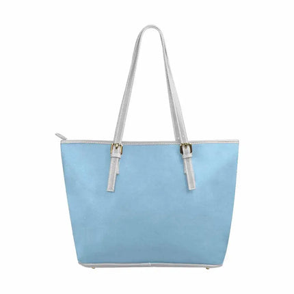 Uniquely You Cornflower Blue - Large Leather Tote Bag with Zipper