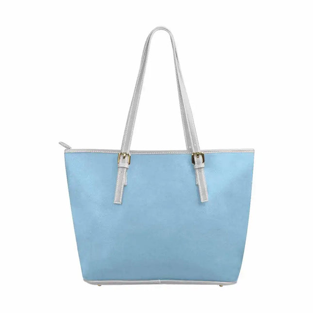 Uniquely You Cornflower Blue - Large Leather Tote Bag with Zipper