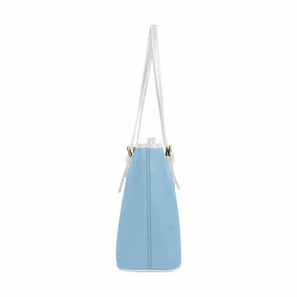 Uniquely You Cornflower Blue - Large Leather Tote Bag with Zipper