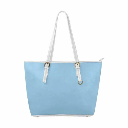 Uniquely You Cornflower Blue - Large Leather Tote Bag with Zipper
