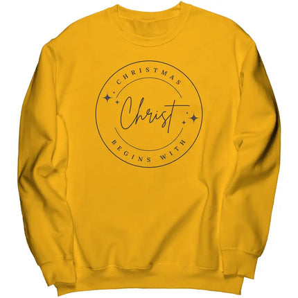 Uniquely You Graphic Sweatshirt, Christmas Begins with Christ, Christmas Shirt, S1
