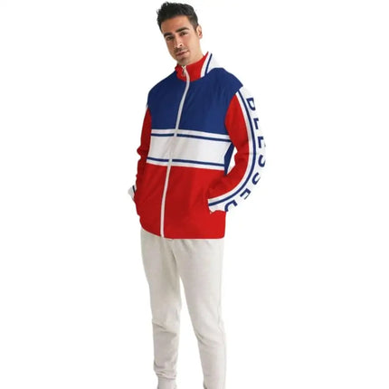 Uniquely You Mens Hooded Windbreaker / Red White Blue Blessed Print
