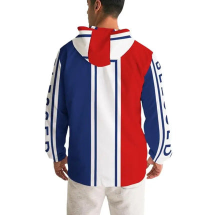 Uniquely You Mens Hooded Windbreaker / Red White Blue Blessed Print