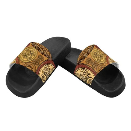 Uniquely You Mens Slide Sandals, Brown Paisley Print