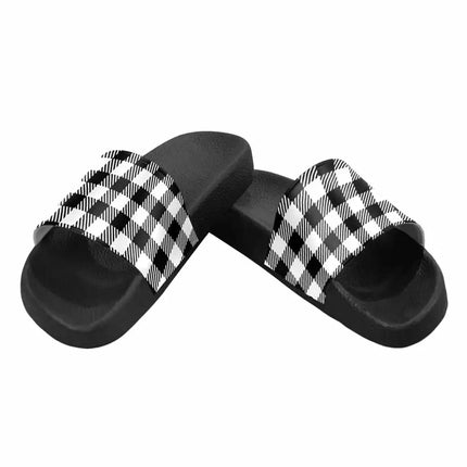Uniquely You Mens Slide Sandals /      Buffalo Plaid Black and White