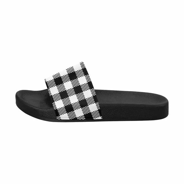 Sandalias deslizantes para hombre Uniquely You / Cuadros de búfalo en blanco y negro