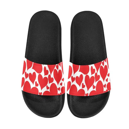 Uniquely You Mens Slide Sandals /      Love Red Hearts