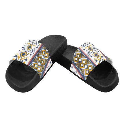 Uniquely You Mens Slide Sandals / White Paisley Print