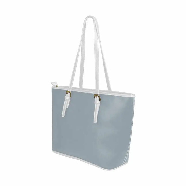 Uniquely You Misty Blue Gray - Large Leather Tote Bag with Zipper