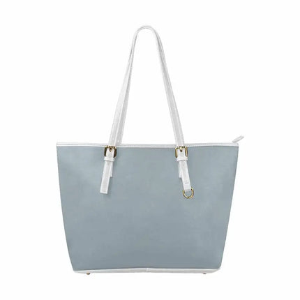 Uniquely You Misty Blue Gray - Large Leather Tote Bag with Zipper