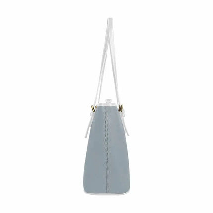 Uniquely You Misty Blue Gray - Large Leather Tote Bag with Zipper